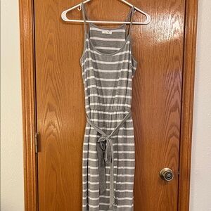 Maurices Gray and White Striped Maxi Dress